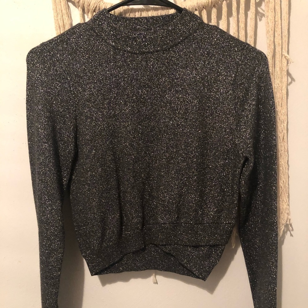 Black shimmery crop top